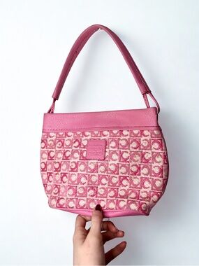 Liz Claiborne Bubblegum Pink Monogram Jacquard Shoulder Bag